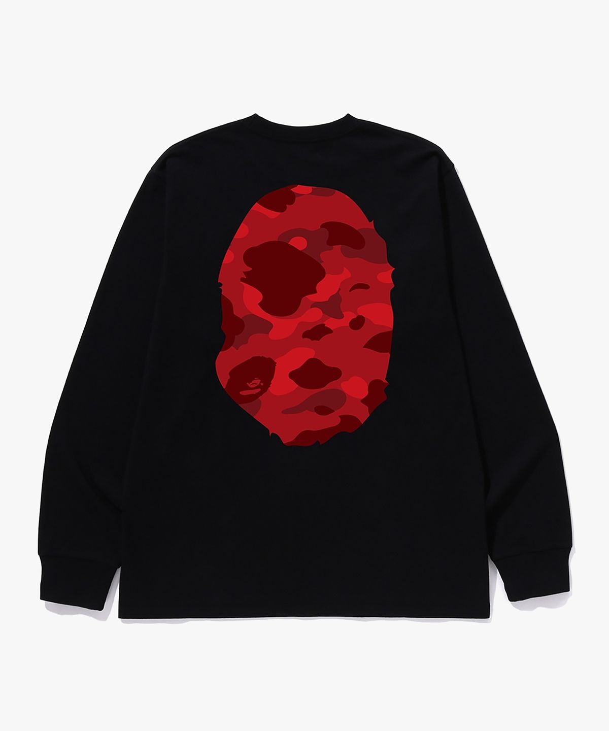 베이프(BAPE) 컬러 카모 빅 에이프 헤드 롱 슬리브 티셔츠(M) BLACK/RED