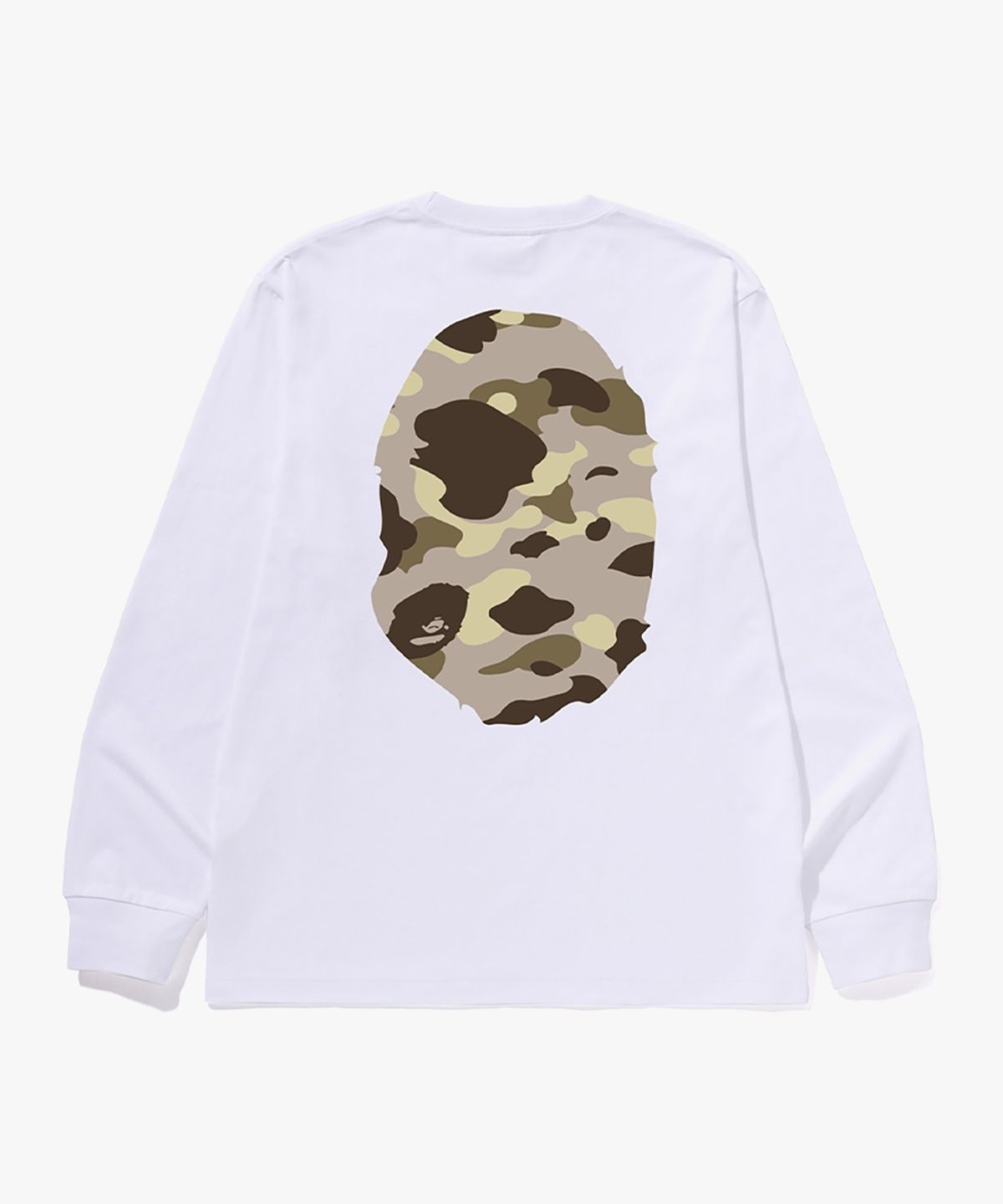 베이프(BAPE) 컬러 카모 빅 에이프 헤드 롱 슬리브 티셔츠(M) WHITE/BROWN