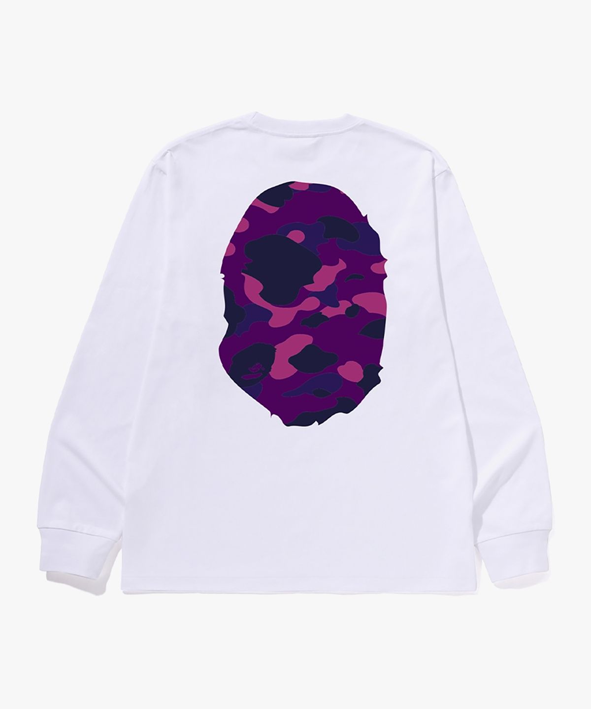 베이프(BAPE) 컬러 카모 빅 에이프 헤드 롱 슬리브 티셔츠(M) WHITE/PURPLE