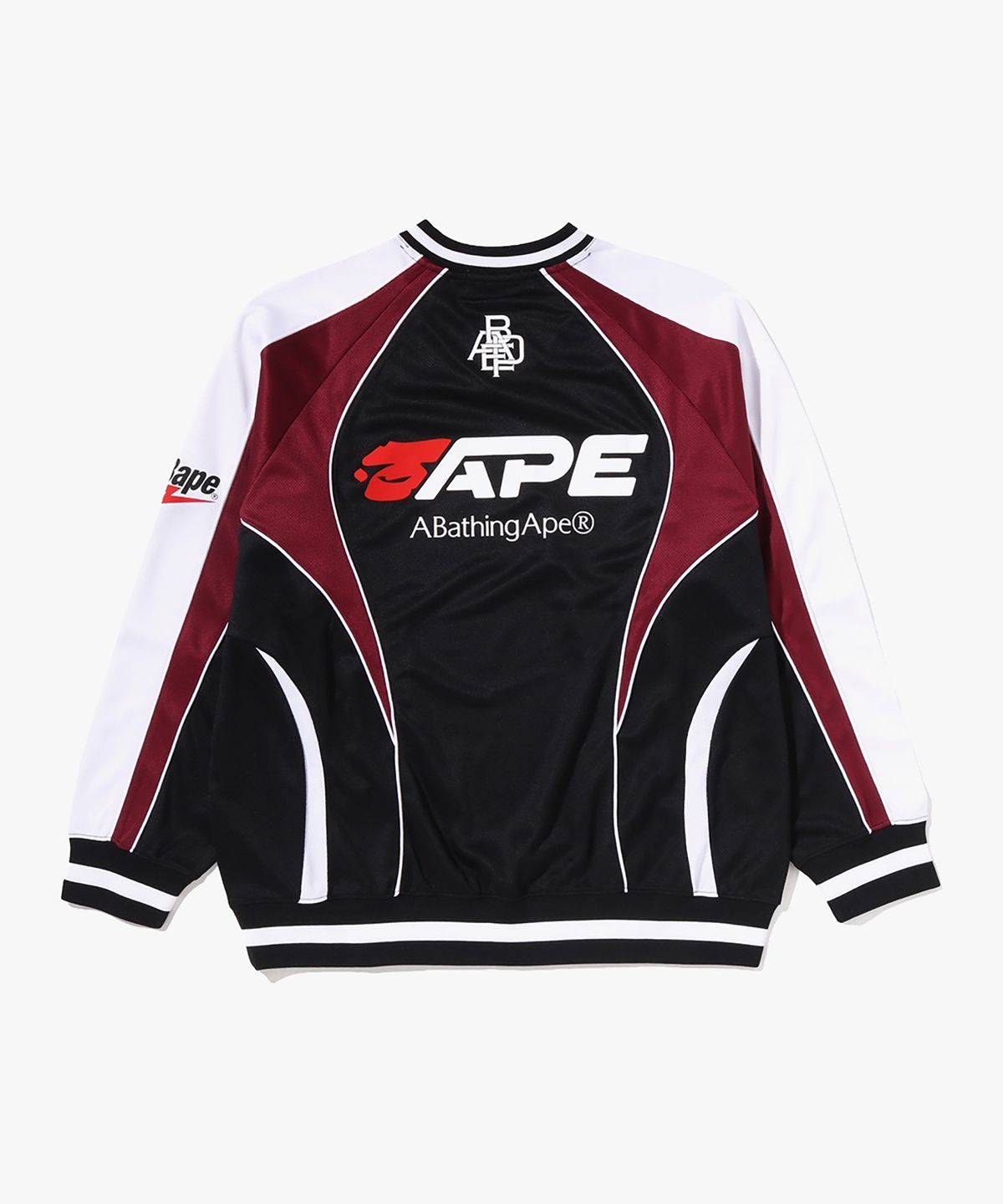 베이프(BAPE) 사커 로고 웜 업 릴렉스드 핏 롱슬리브 티셔츠(M) BLACK
