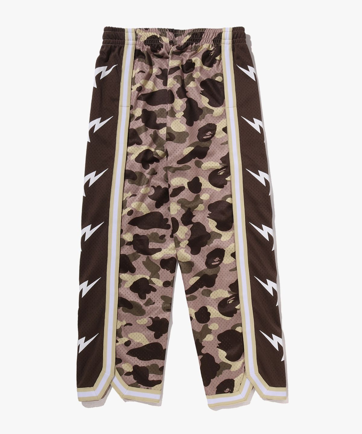 베이프(BAPE) 컬러 카모 메쉬 하이 스플릿 스냅버튼 릴렉스트 핏 팬츠(M) BROWN