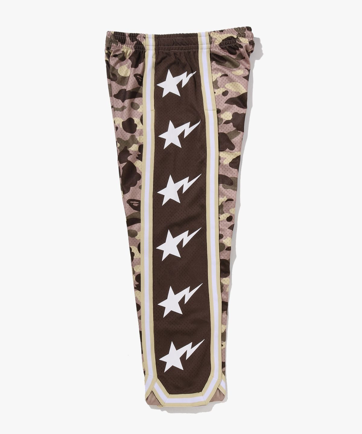 베이프(BAPE) 컬러 카모 메쉬 하이 스플릿 스냅버튼 릴렉스트 핏 팬츠(M) BROWN