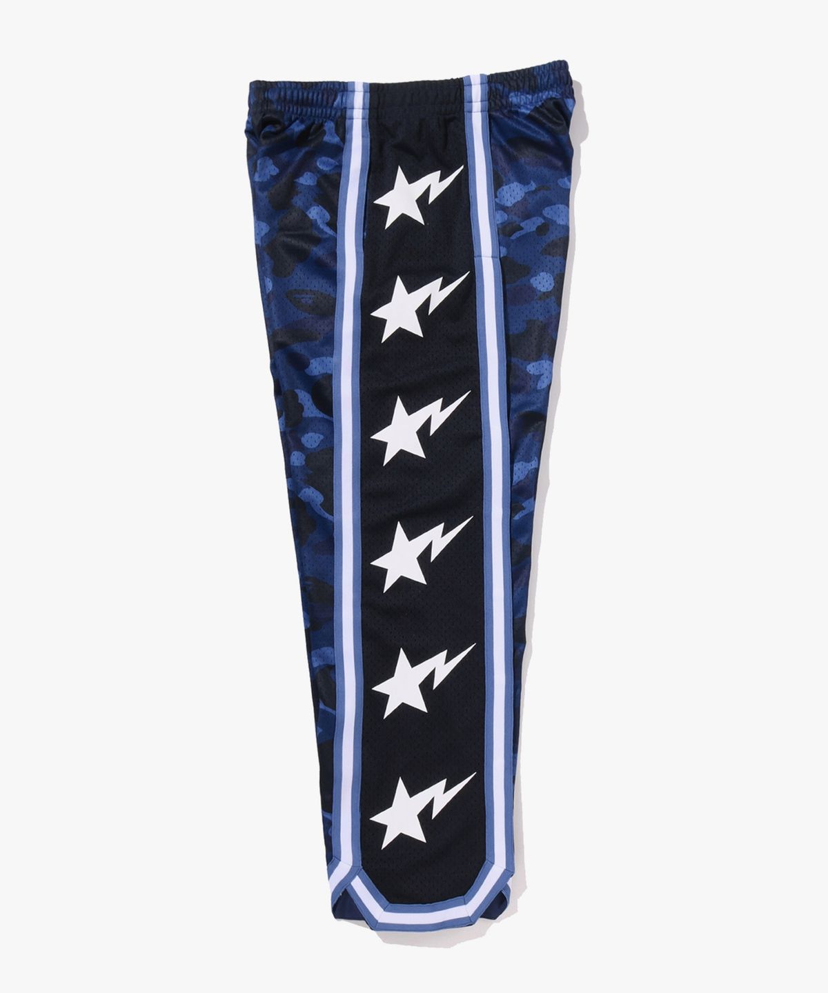 베이프(BAPE) 컬러 카모 메쉬 하이 스플릿 스냅버튼 릴렉스트 핏 팬츠(M) NAVY