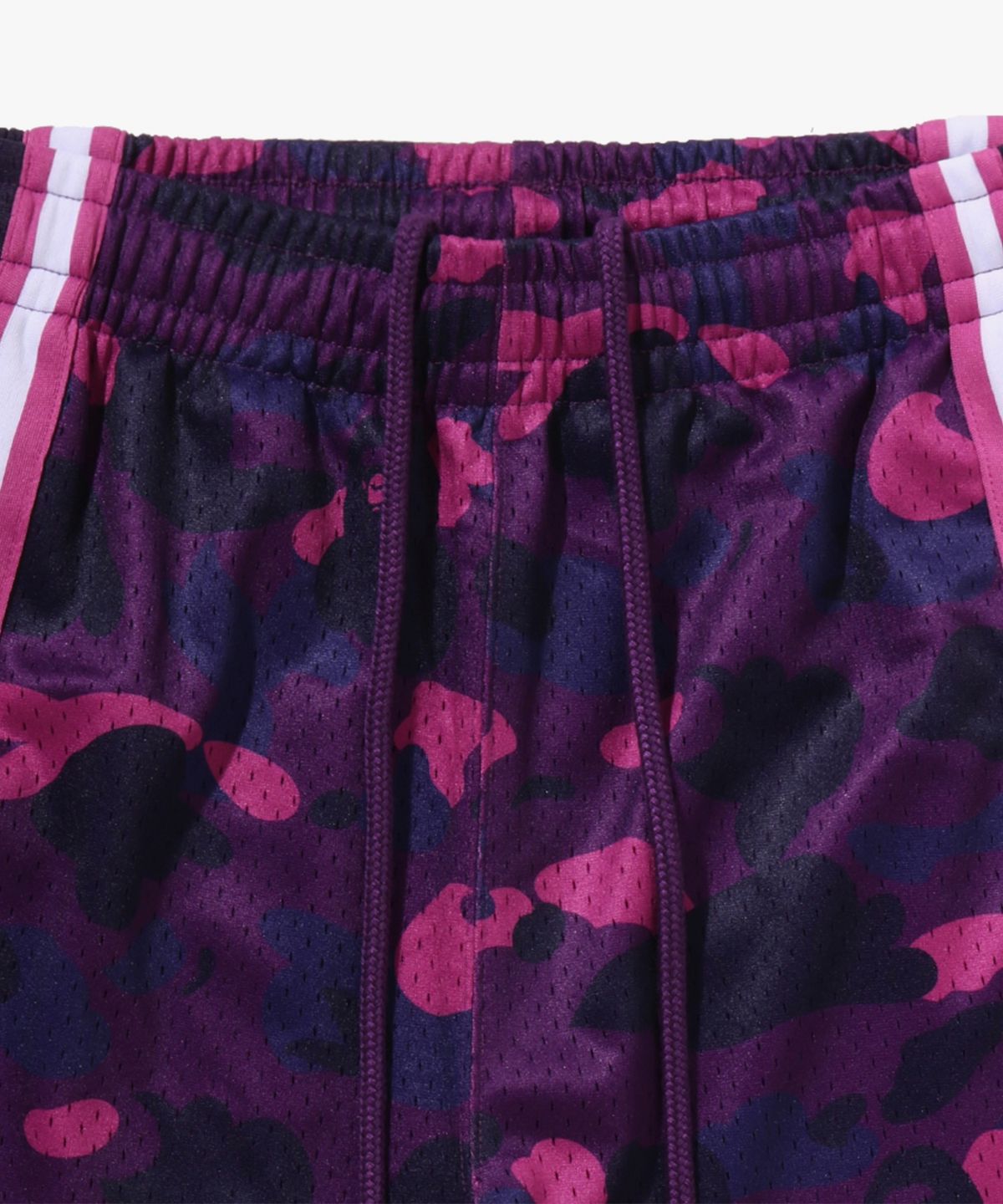베이프(BAPE) 컬러 카모 메쉬 하이 스플릿 스냅버튼 릴렉스트 핏 팬츠(M) PURPLE