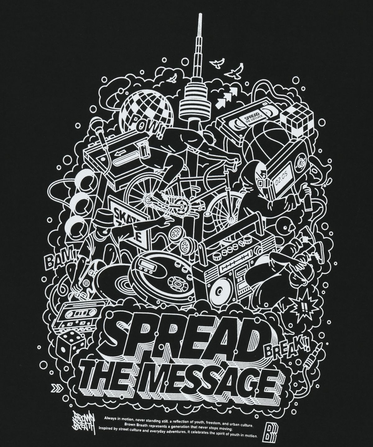 브라운브레스(BROWNBREATH) BB 20TH VIBE GRAPHIC TEE - BLACK