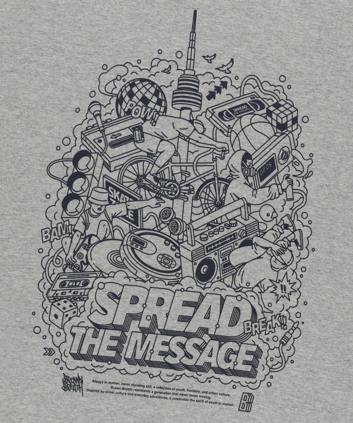 브라운브레스(BROWNBREATH) BB 20TH VIBE GRAPHIC TEE - MELANGE GREY