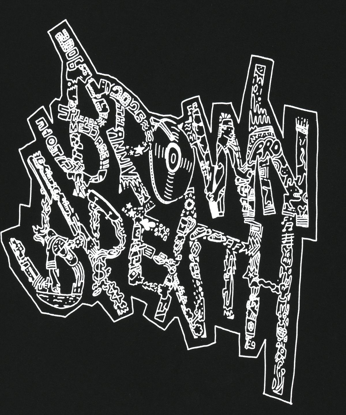 브라운브레스(BROWNBREATH) BB 20TH DOODLE TAG HOODIE - BLACK