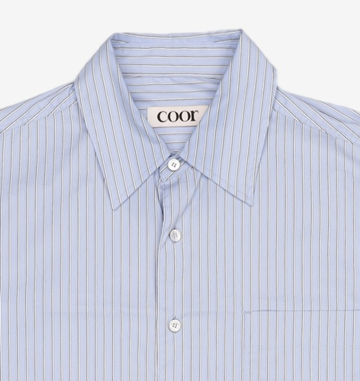 쿠어(COOR) 멀티 핀 스트라이프 오버사이즈 셔츠 (블루) 3XL