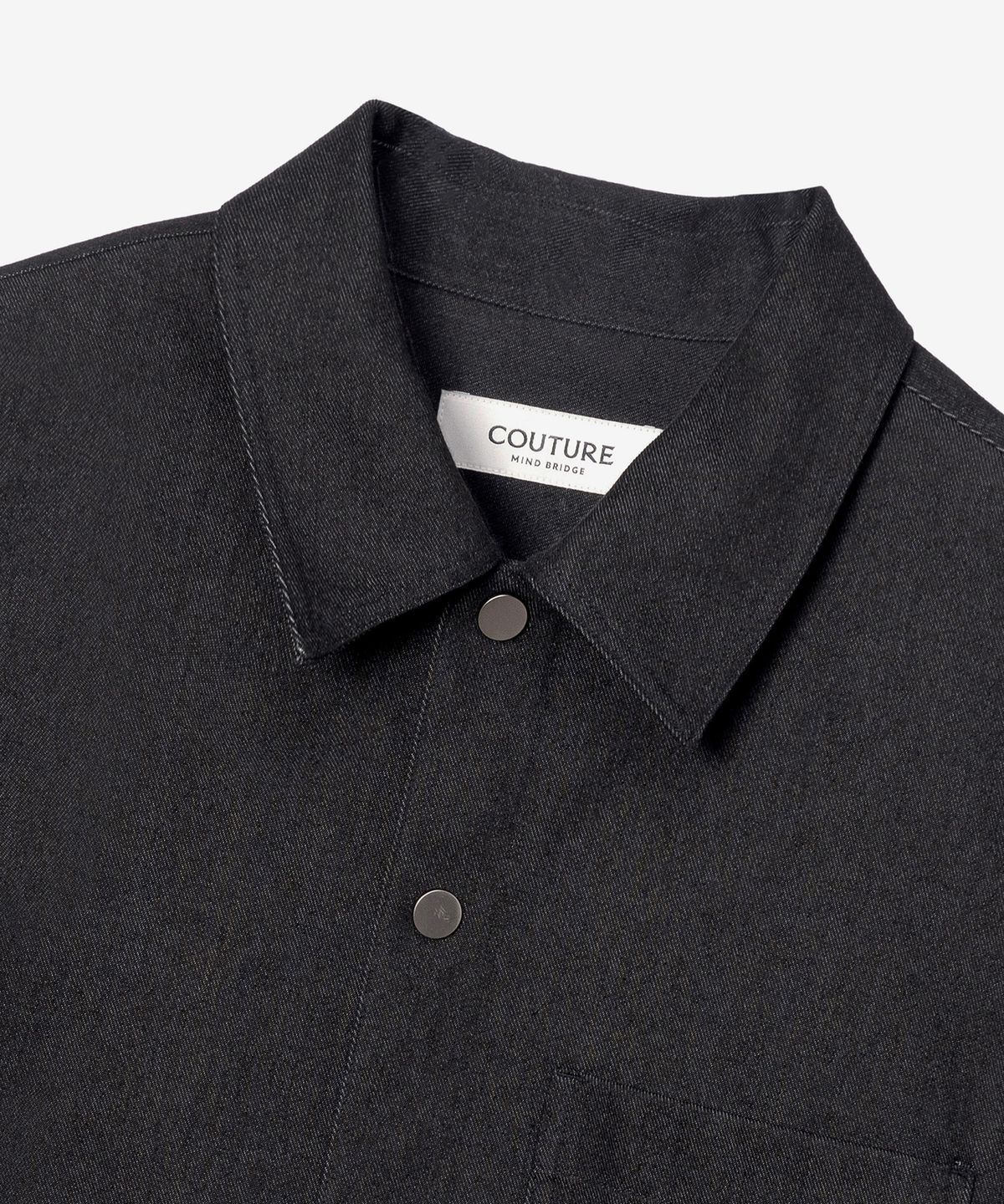 마인드브릿지(MINDBRIDGE) [COUTURE]블랙 데님 라이크 오버핏 긴팔 셔츠
