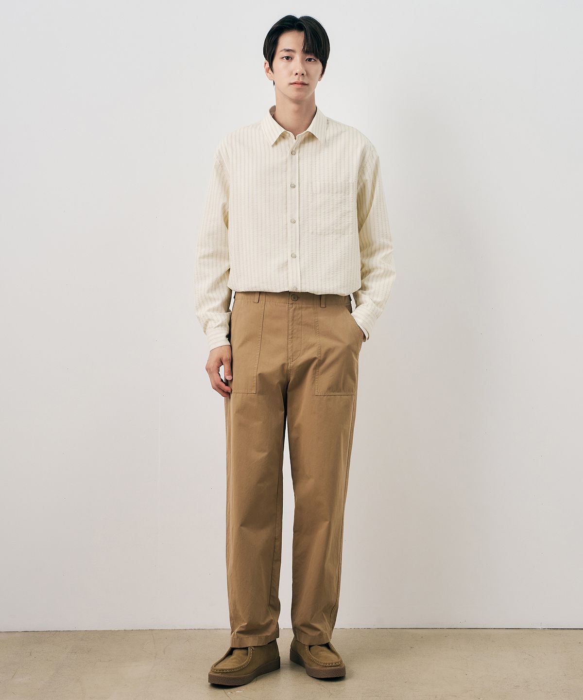 마인드브릿지(MINDBRIDGE) [COUTURE]스트라이프 오버핏 긴팔 포켓 셔츠 - 3color