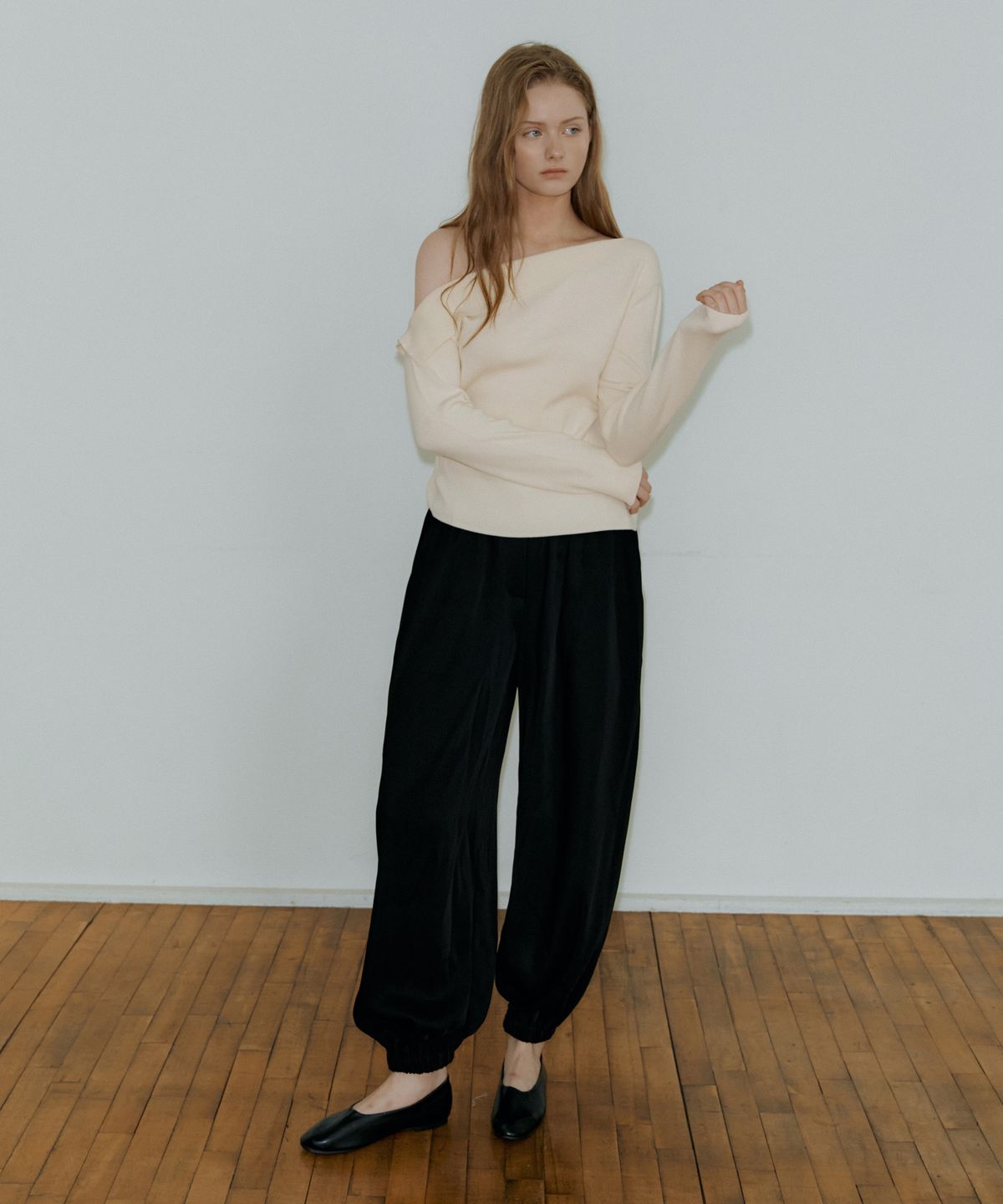 리올그(REORG) PAP SHIRRING HAREM PANTS BLACK