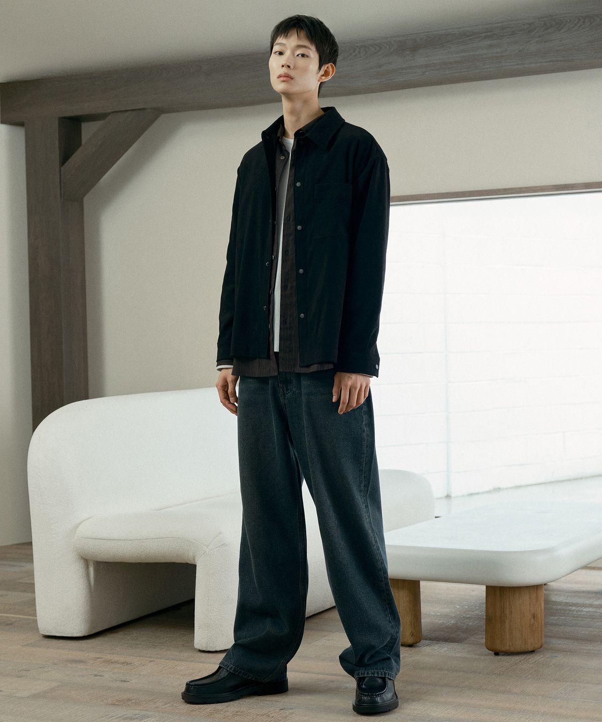 마인드브릿지(MINDBRIDGE) [COUTURE]스웨이드 세미 오버핏 셔츠형 자켓 - 2color