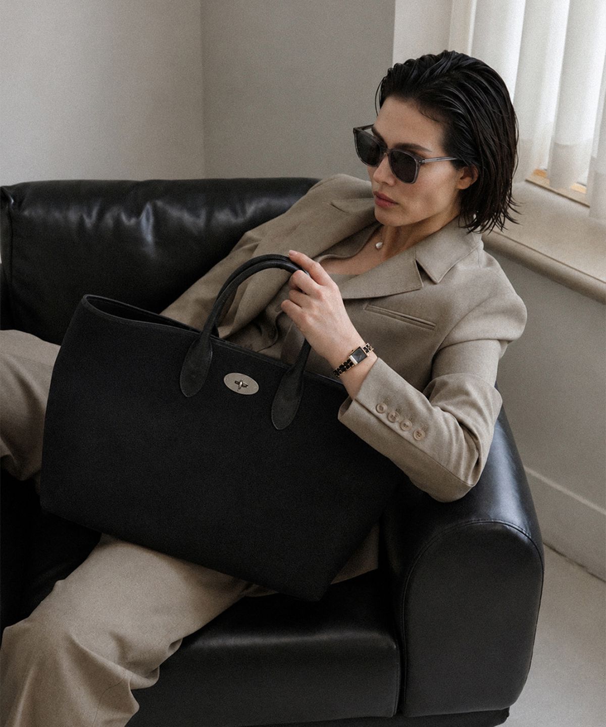 올클래식(ALLCLASSIC) Brera tote bag #1 [Black suede]