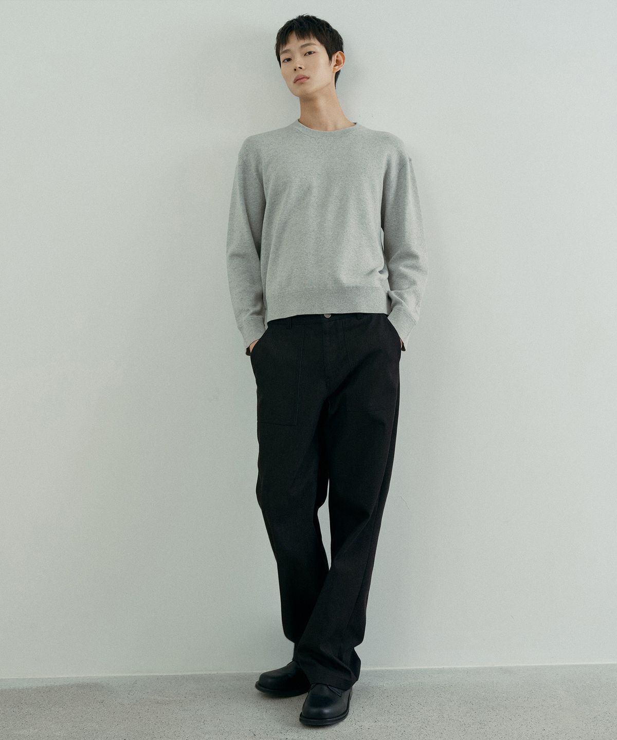 마인드브릿지(MINDBRIDGE) [COUTURE]블랙 데님라이크 퍼티그 팬츠