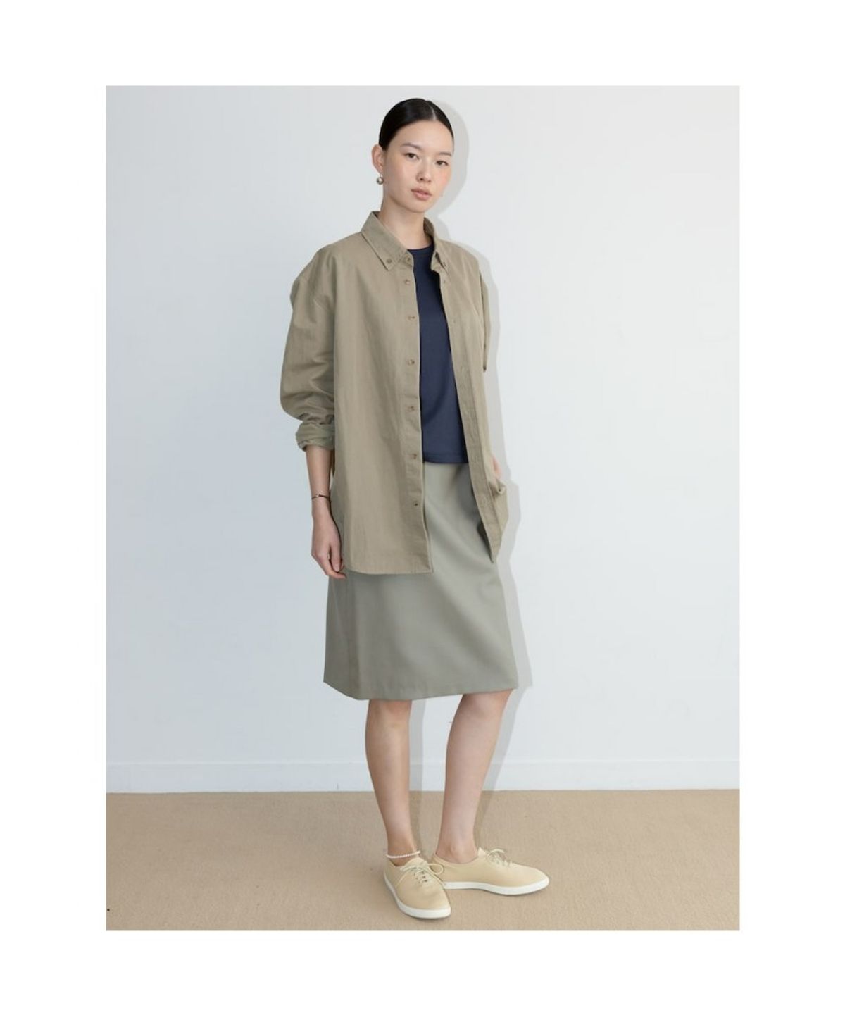디애퍼처(THE APERTURE) Josh Midi H Line Skirt  Beige (TA6727A07A)