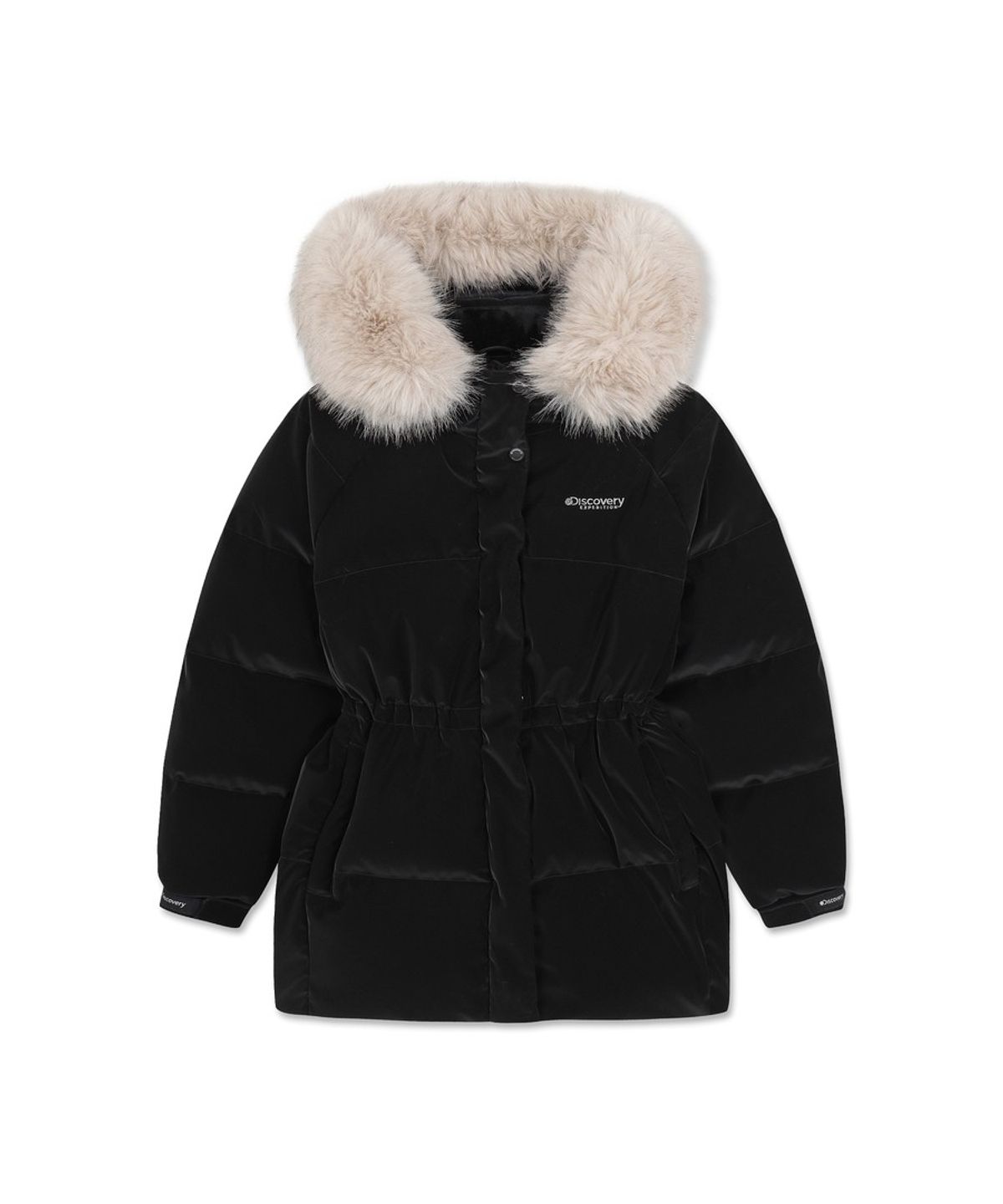 디스커버리 키즈(DISCOVERY KIDS) 여아 레니아 퍼 벨벳 다운 미드패딩 (BLACK)
