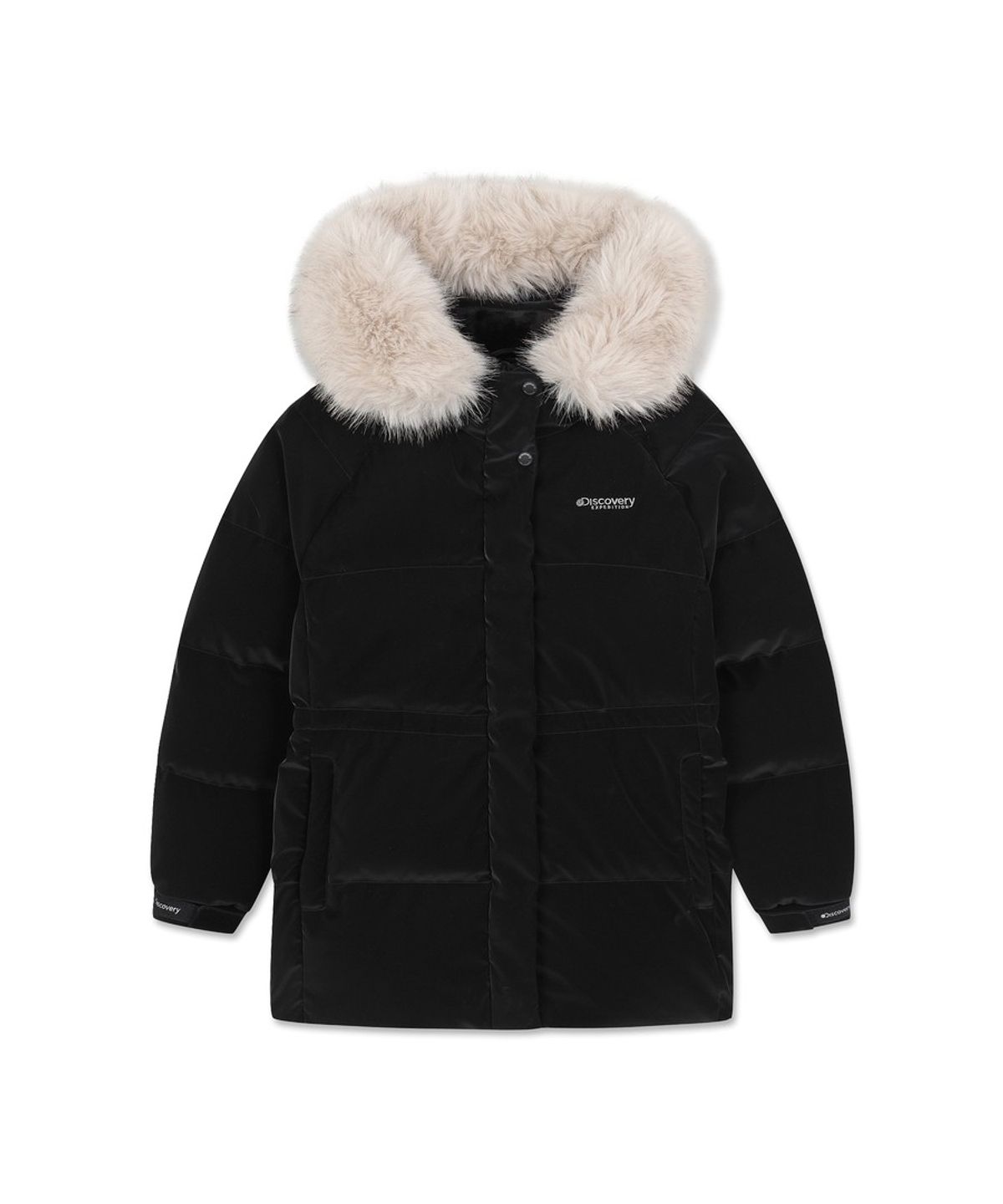 디스커버리 키즈(DISCOVERY KIDS) 여아 레니아 퍼 벨벳 다운 미드패딩 (BLACK)