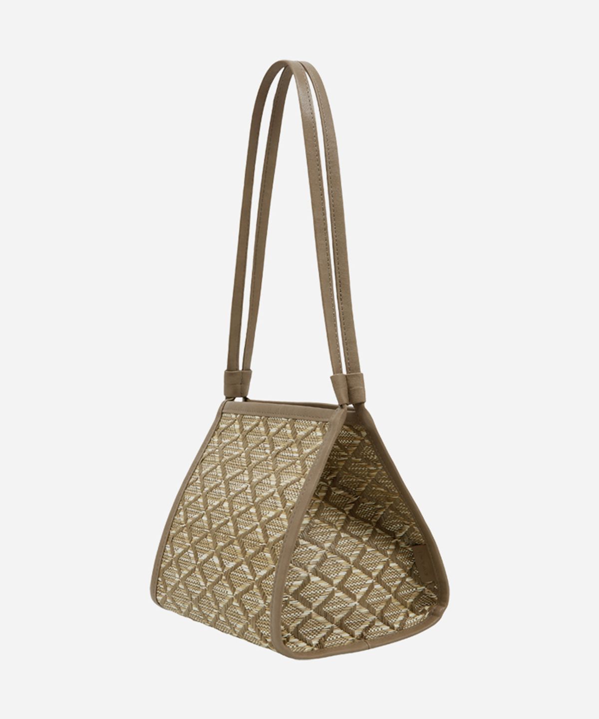 콰니(KWANI) 26 Rattan Shoulder Tote Mocha