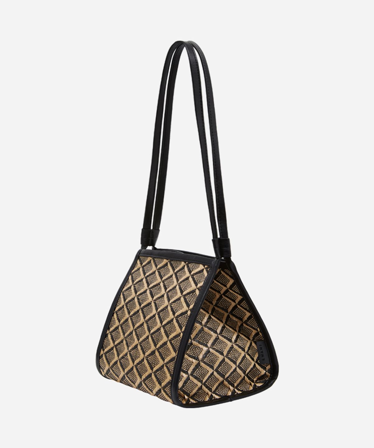 콰니(KWANI) 26 Rattan Shoulder Tote Black