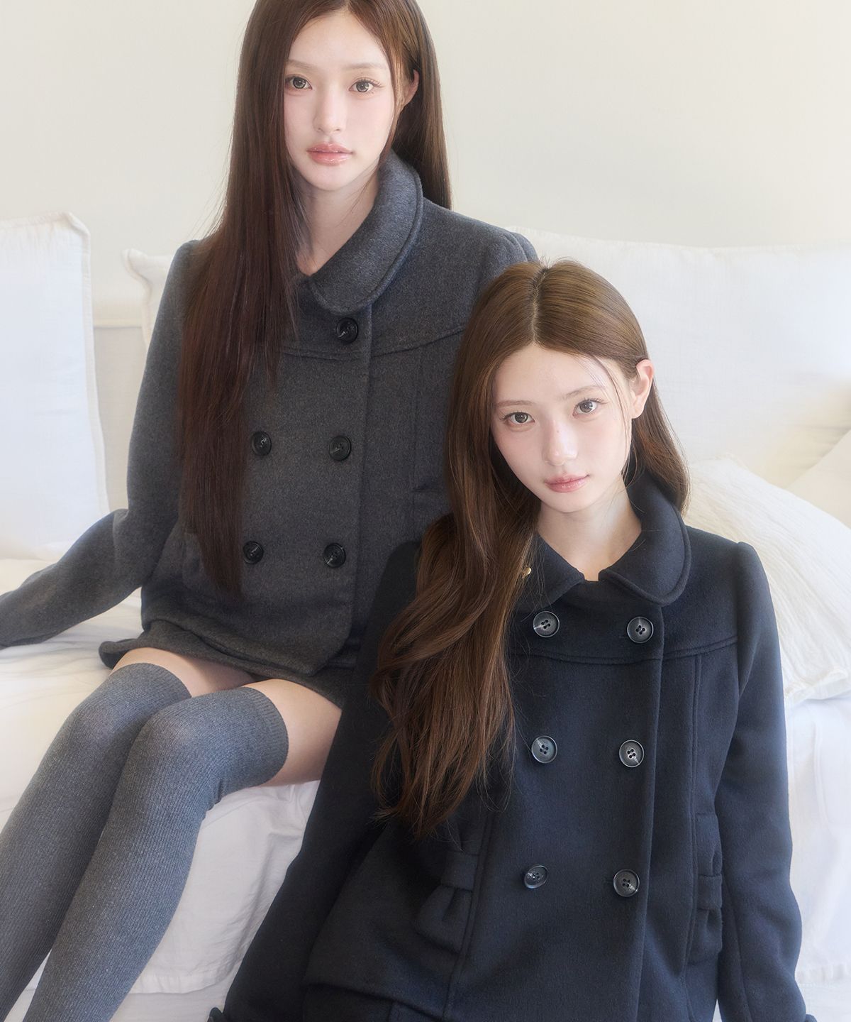 일리고(ILLIGO) 보우 버튼 숏 코트 블랙