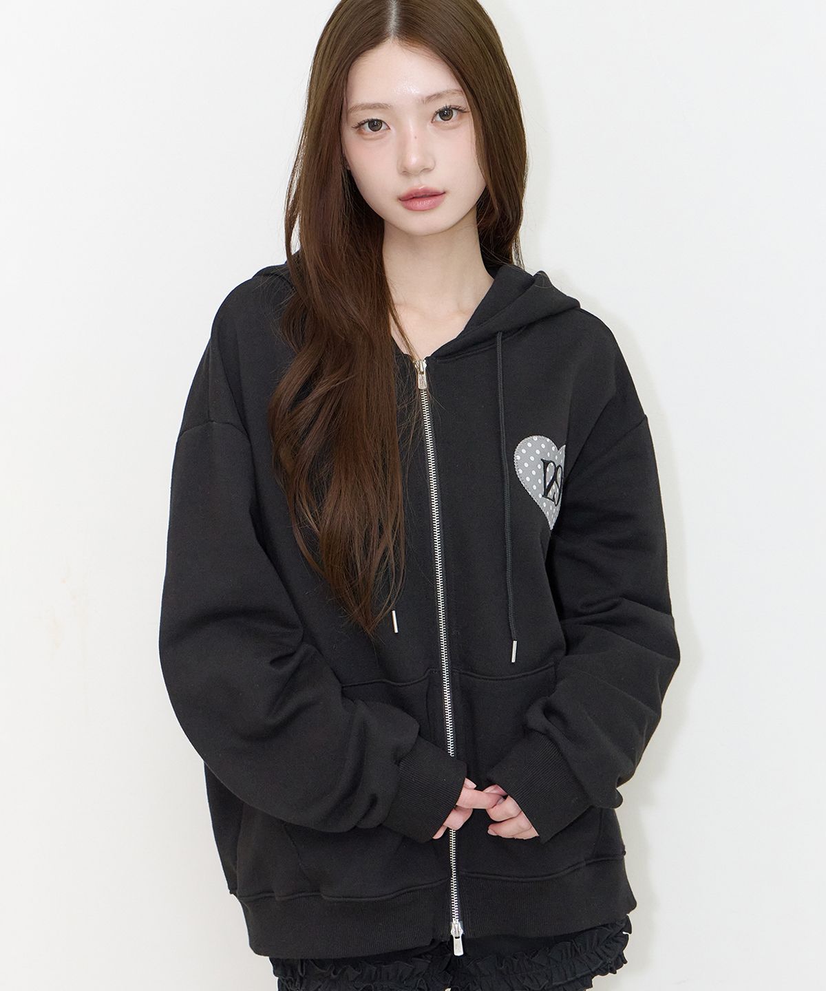 일리고(ILLIGO) 129 도트 후드 집업 블랙