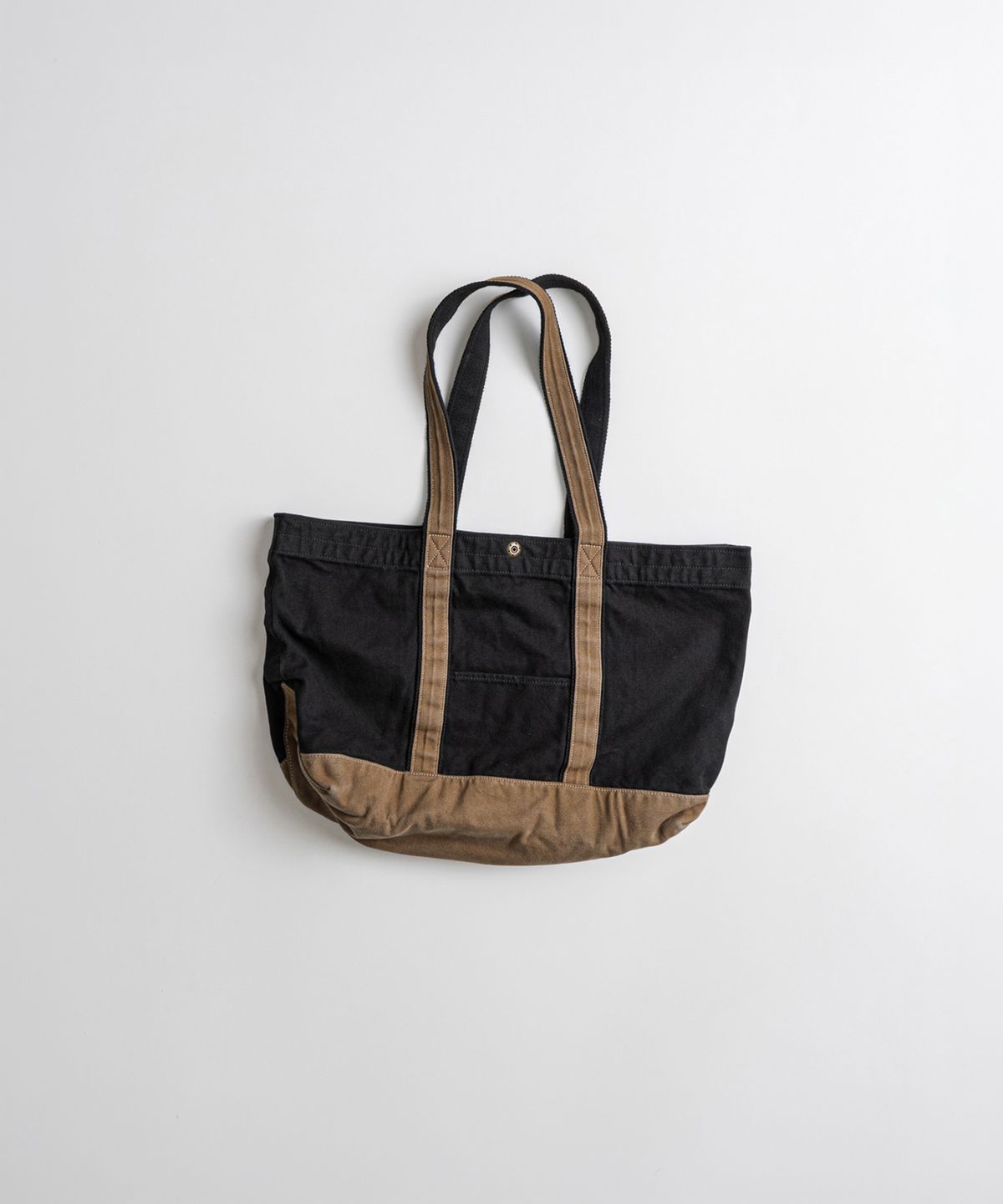 비헤비어(BEHEAVYER) WASHED CANVAS TOTE BAG black/brown