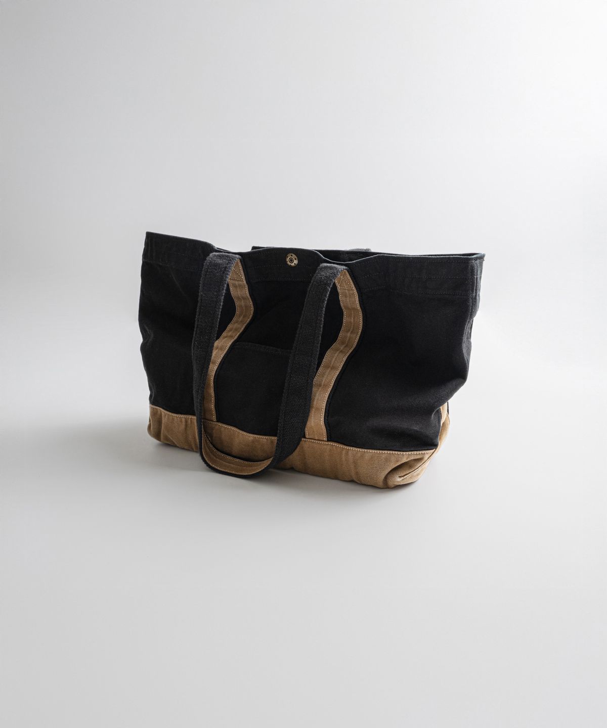 비헤비어(BEHEAVYER) WASHED CANVAS TOTE BAG black/brown