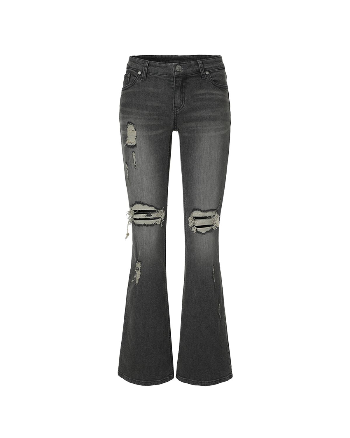 카키포인트(KHAKIPOINT) Distressed Bootcut Jeans (black)
