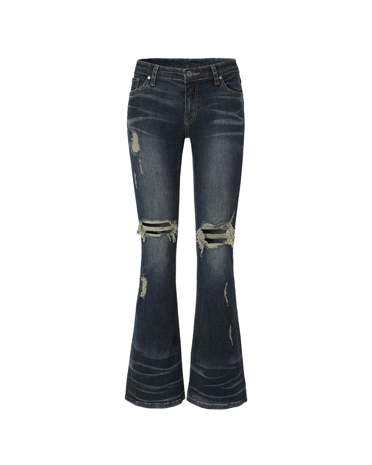 카키포인트(KHAKIPOINT) Distressed Bootcut Jeans (blue)