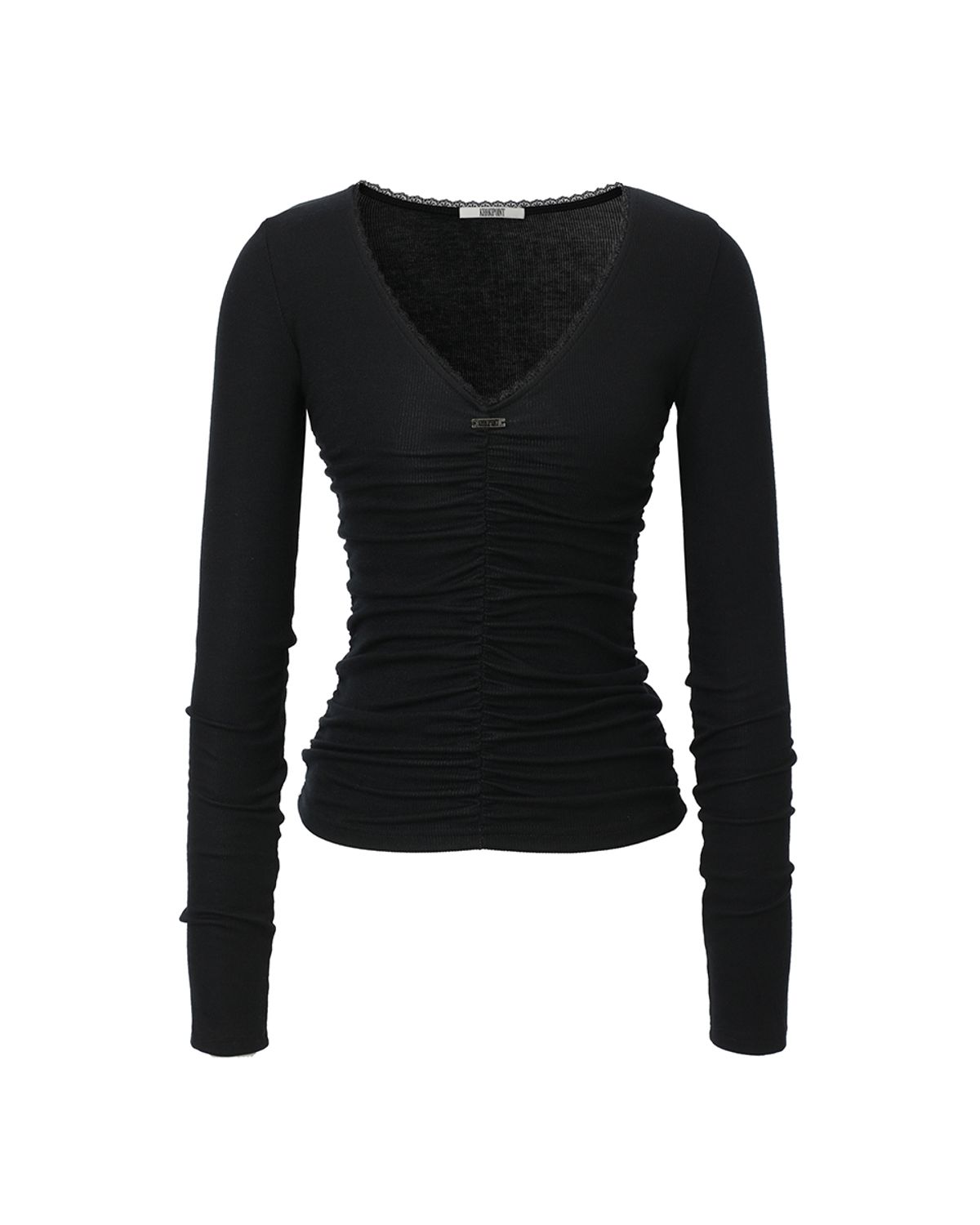 카키포인트(KHAKIPOINT) Lace Shirring Top (black)
