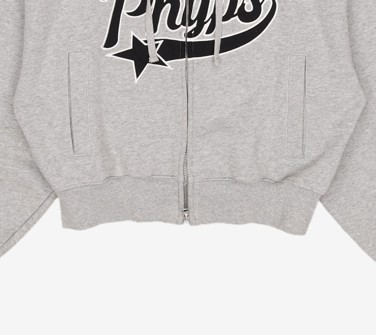 피지컬 디파트먼트(PHYSICAL DEPARTMENT) PHYPS® WOMENS CROP STAR TAIL HOODIE ZIP UP GRAY FREE