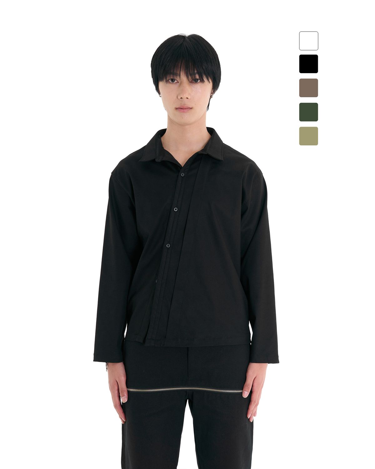 뭉제르(MOONGER) Oblique Rayon Relaxed Shirt