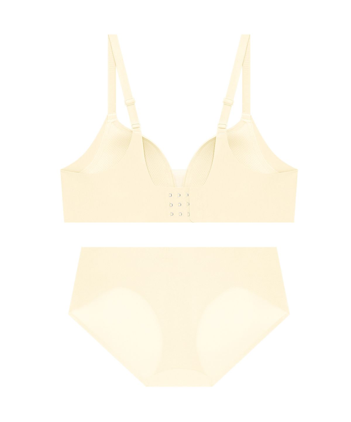 엘르이너웨어(ELLE INNERWEAR) 올데이 푸딩 노와이어 브라 팬티 세트 - 크림