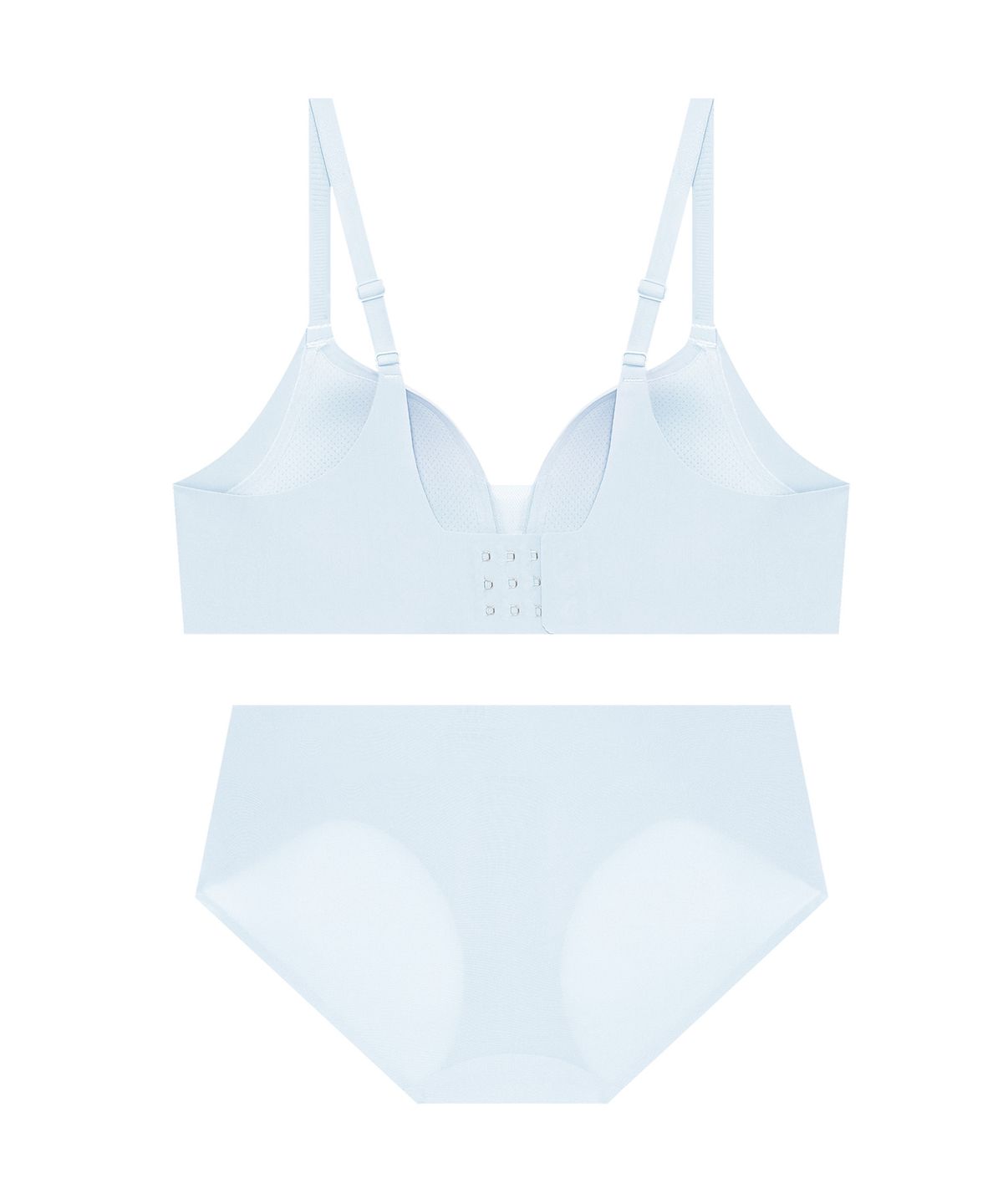 엘르이너웨어(ELLE INNERWEAR) 올데이 푸딩 노와이어 브라 팬티 세트 - 퓨어블루