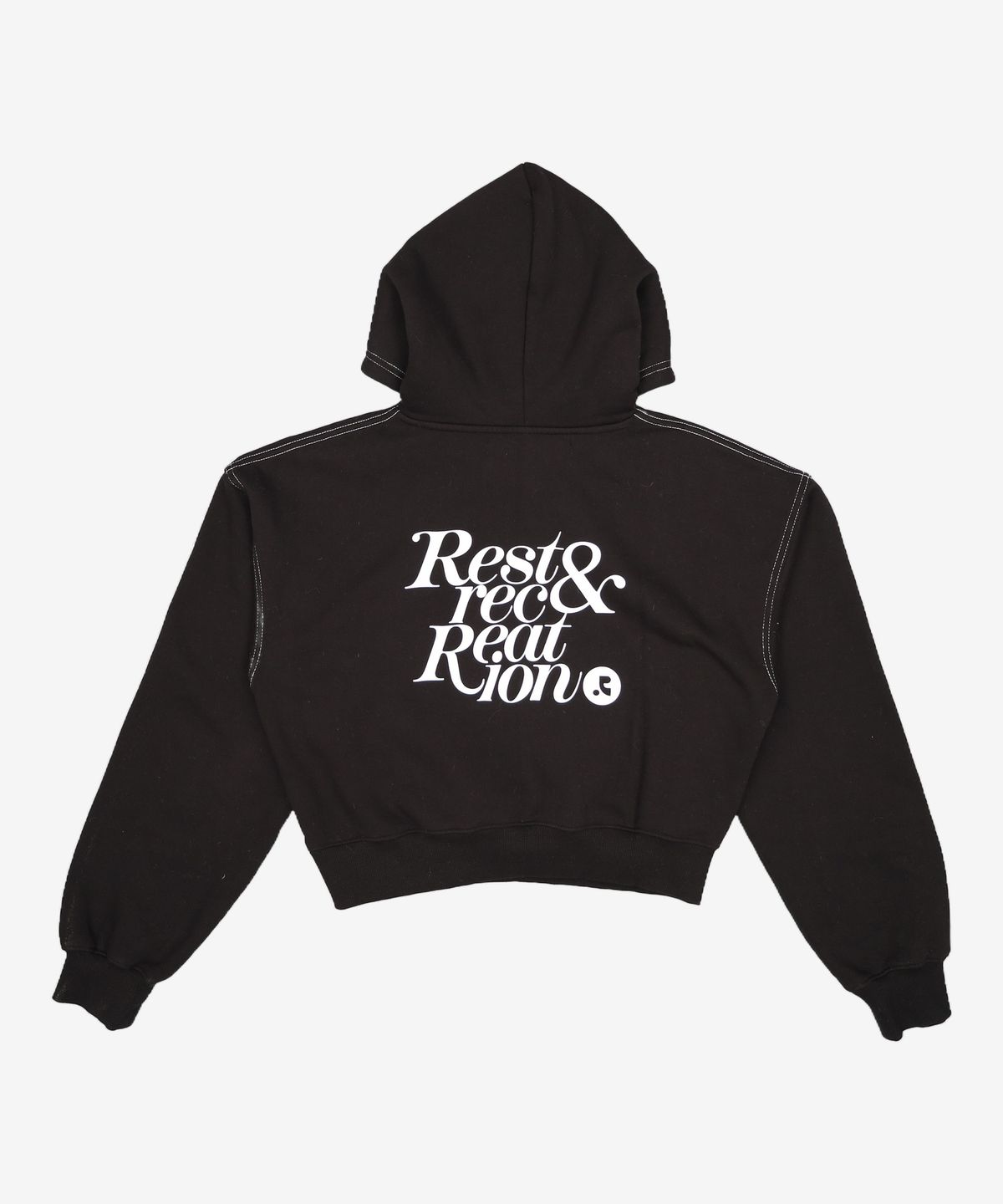 레스트앤레크레이션(REST&RECREATION) STITCH CROPPED HOODIE_BLACK ONE SIZE