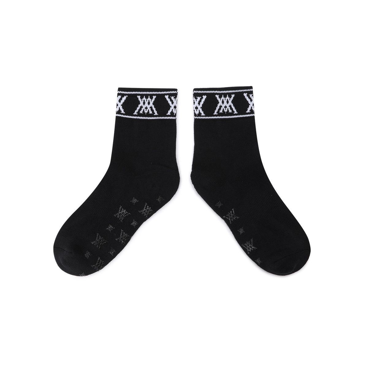 어뉴골프(ANEW GOLF) WOMEN STRIPE LOGO MIDDLE SOCKS_BK