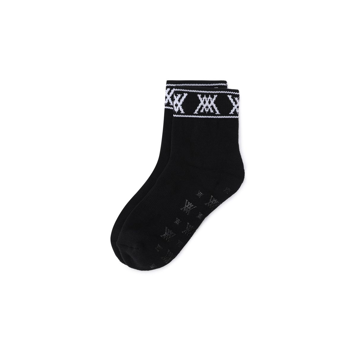 어뉴골프(ANEW GOLF) WOMEN STRIPE LOGO MIDDLE SOCKS_BK