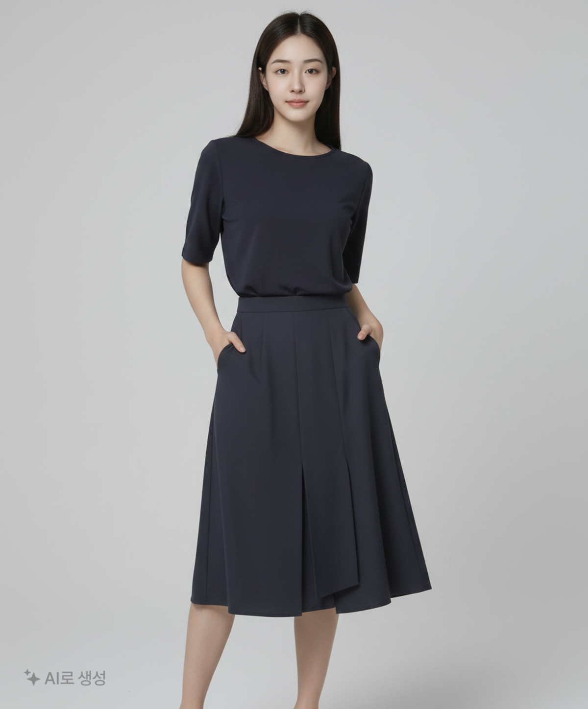 바이바이섭(BIBYSEOB) TIM DIAGONAL SKIRT NAVY XS