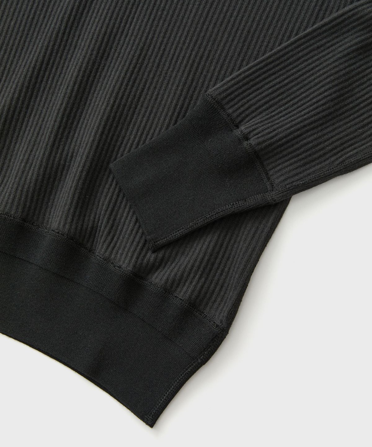 브론슨(BRONSON) Ribbed Long Sleeve Henley Shirt Black