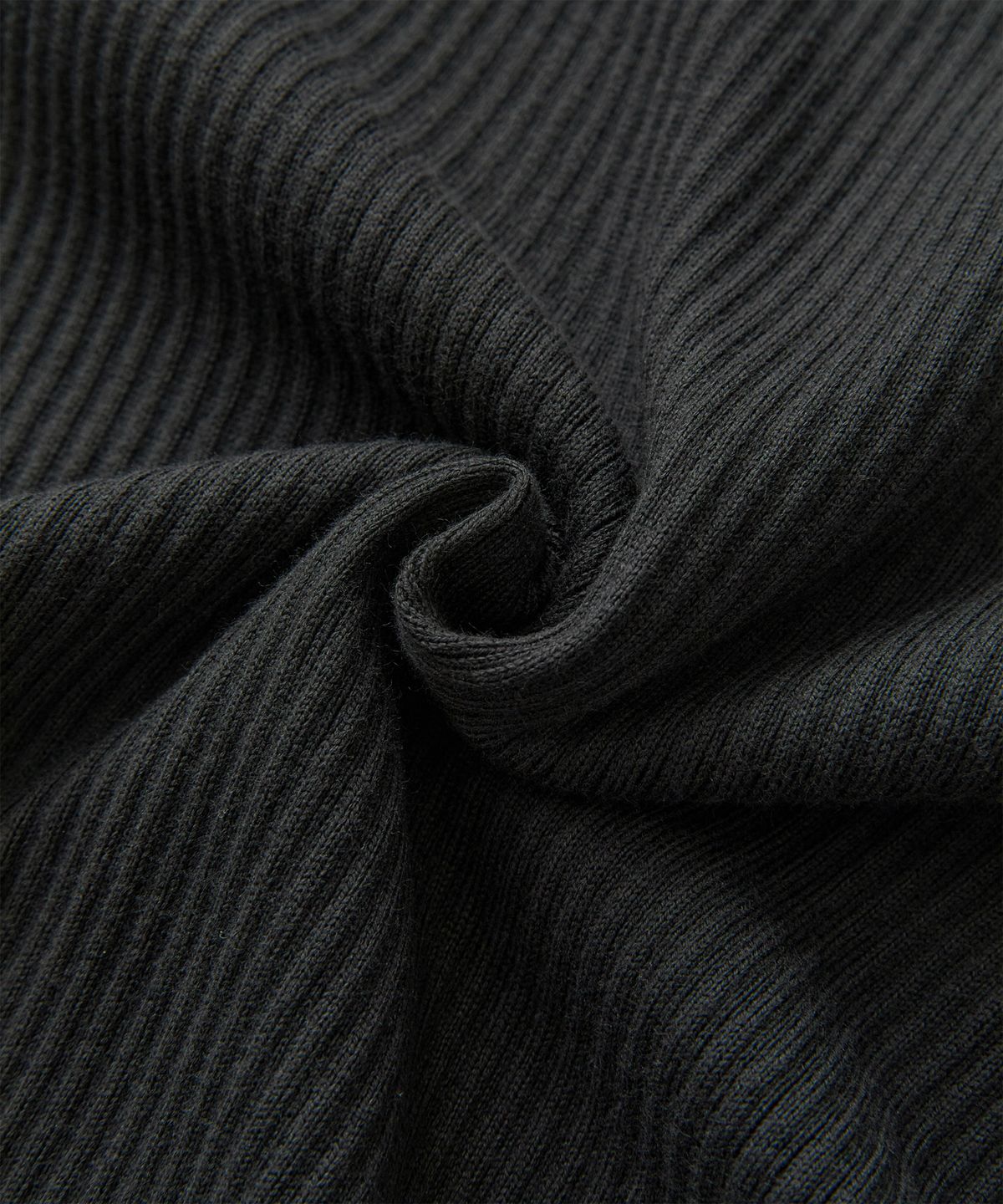 브론슨(BRONSON) Ribbed Long Sleeve Henley Shirt Black