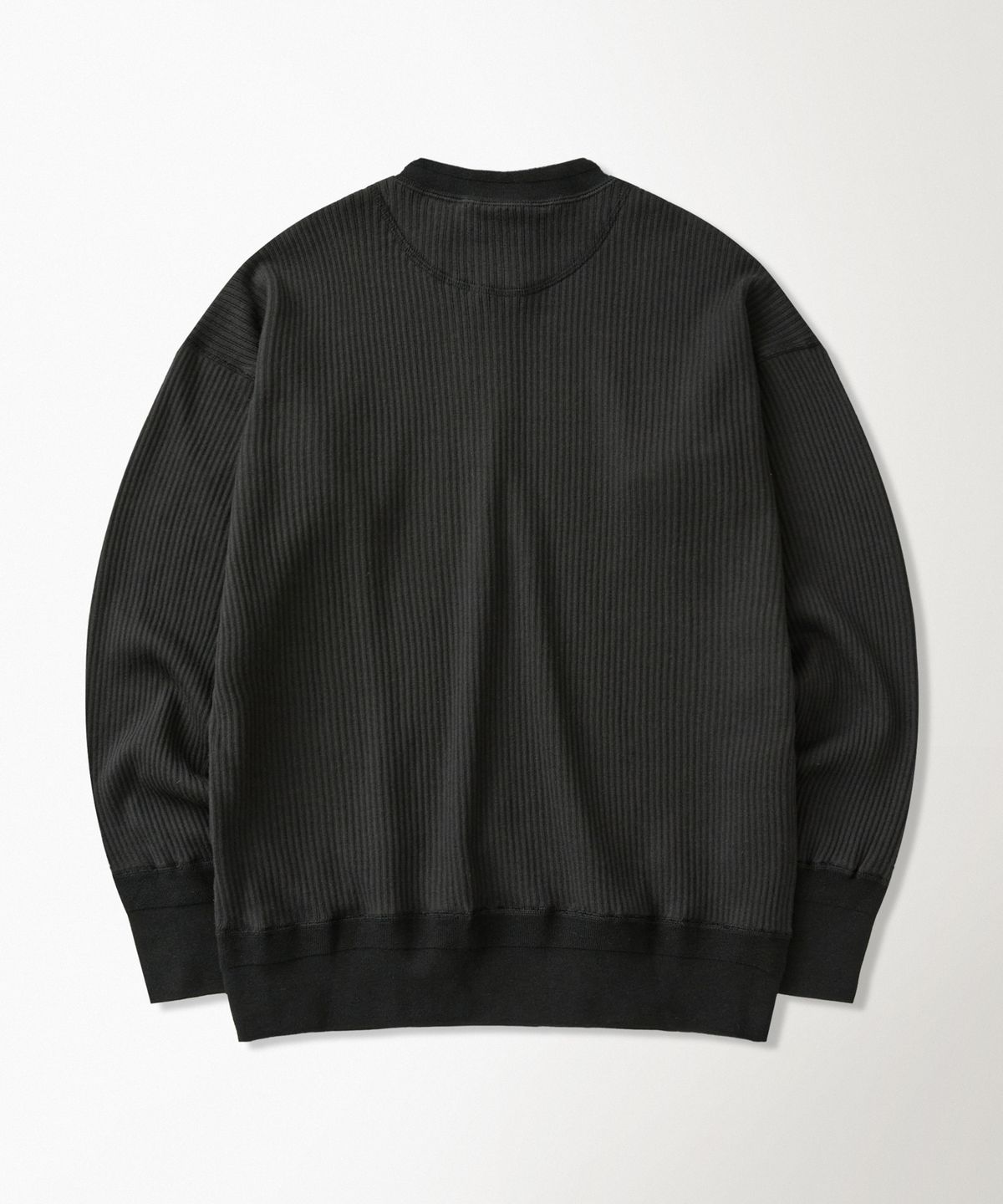 브론슨(BRONSON) Ribbed Long Sleeve Henley Shirt Black