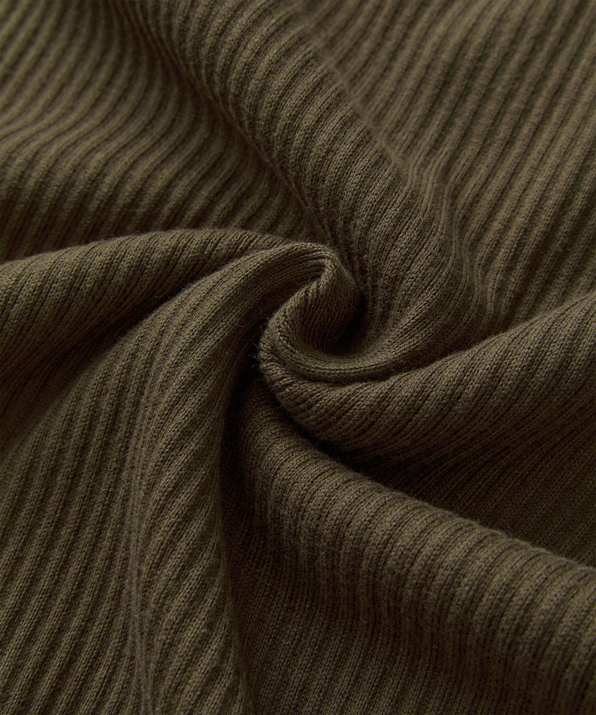 브론슨(BRONSON) Ribbed Long Sleeve Henley Shirt Olive Brown