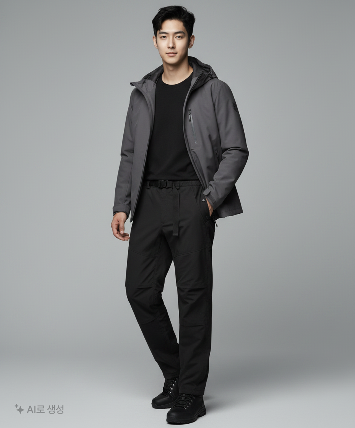밥캣(BOBCAT) DOUBLE POCKET PARACHUTE PANTS - BLACK 46