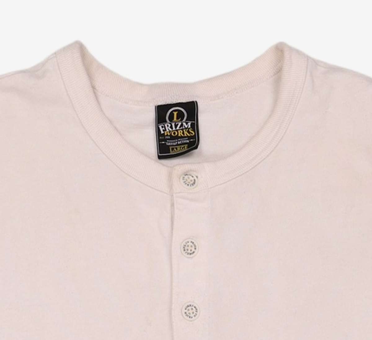 프리즘웍스(FRIZMWORKS) HENLEY NECK HALF TEE _ WHITE L