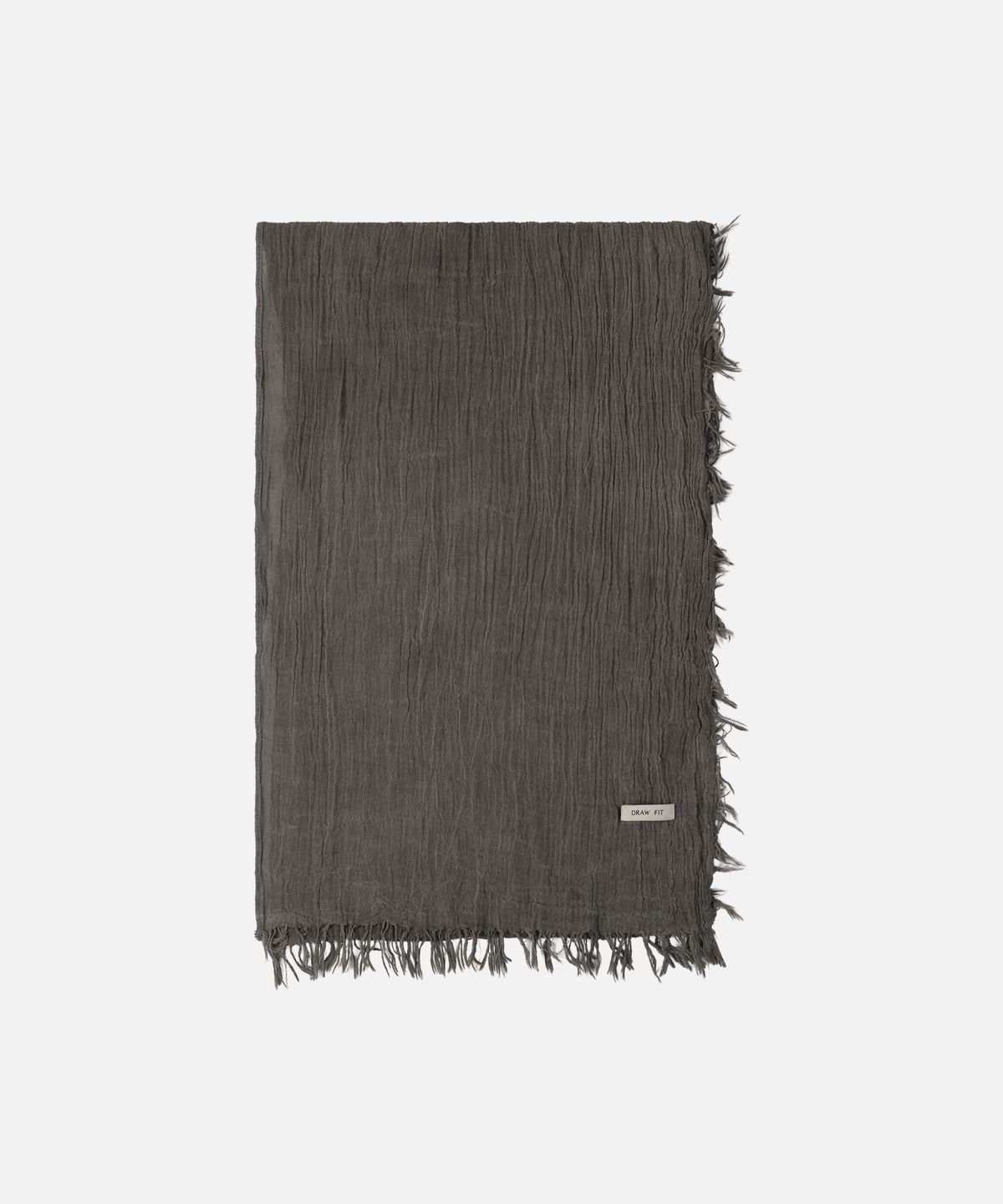 드로우핏(DRAW FIT) 크링클 텍스처드 로우 엣지 스카프 [CHARCOAL]