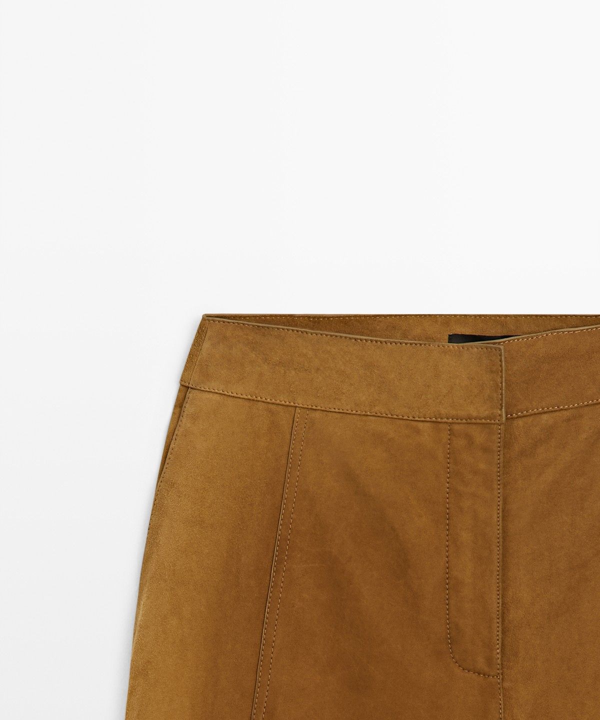 마시모두띠(MASSIMO DUTTI) 스웨이드 염소 가죽 배럴핏 팬츠