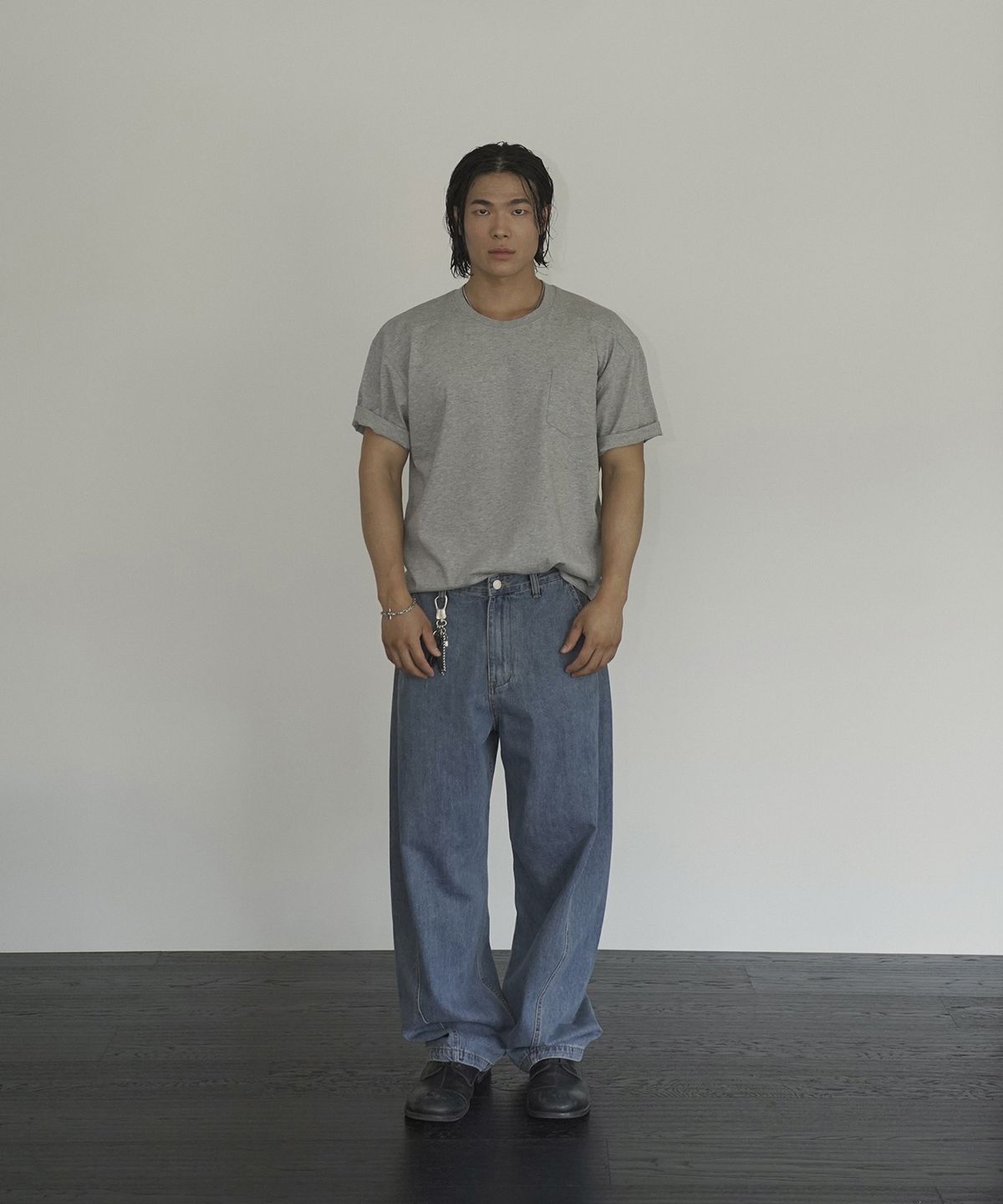 시도(SIIIIDO) ARMOR HALF T SHIRT(MELANGE GREY)