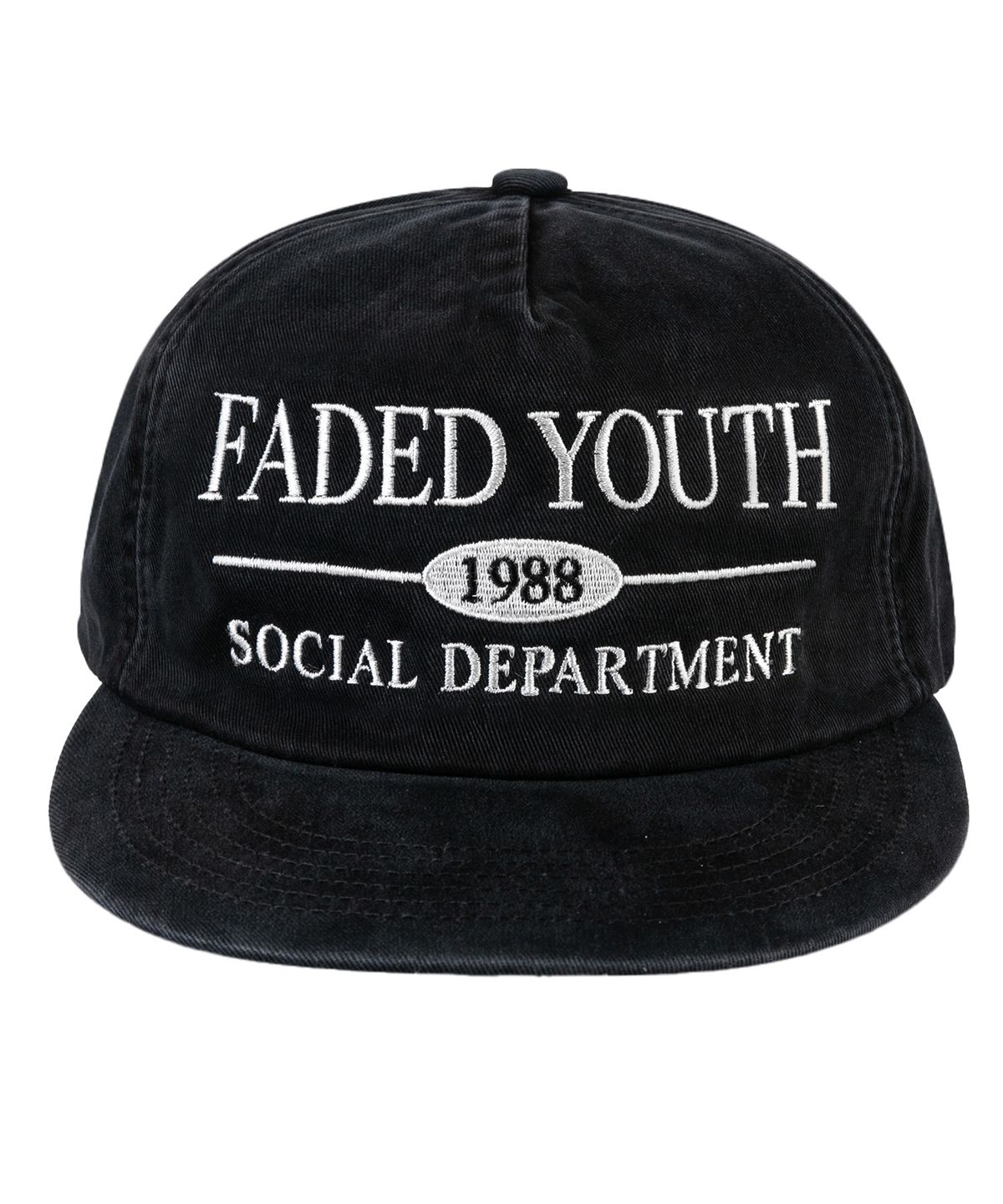 윅(WICK) FADED YOUTH 5패널 카치온 플랫 볼캡-블랙