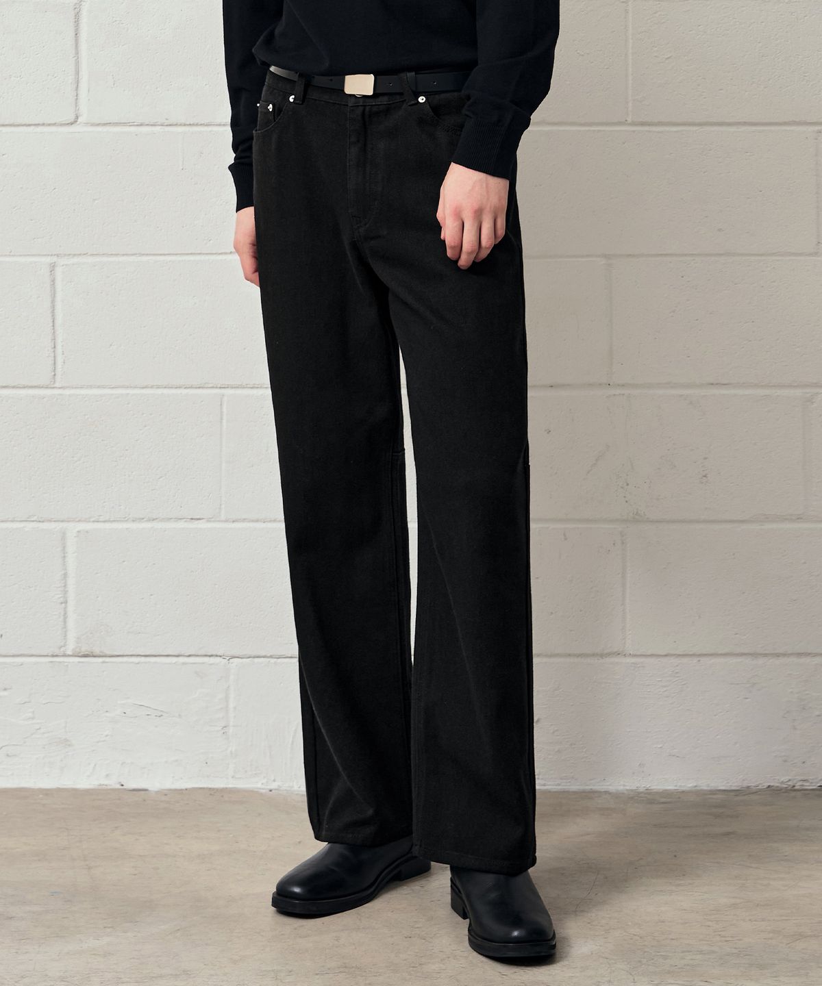 드로우핏(DRAW FIT) 하인드 로우컷 루즈 스트레이트 워싱 팬츠 [BLACK]