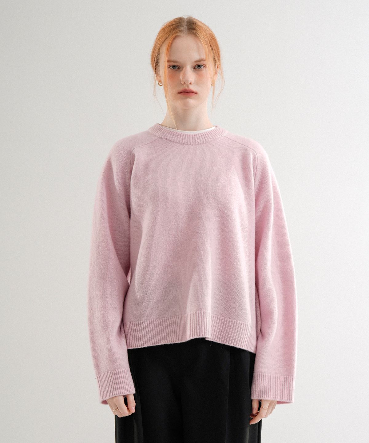 블레티(VLETI) Wool 100% Basic Loosefit Round Knit (Pink)